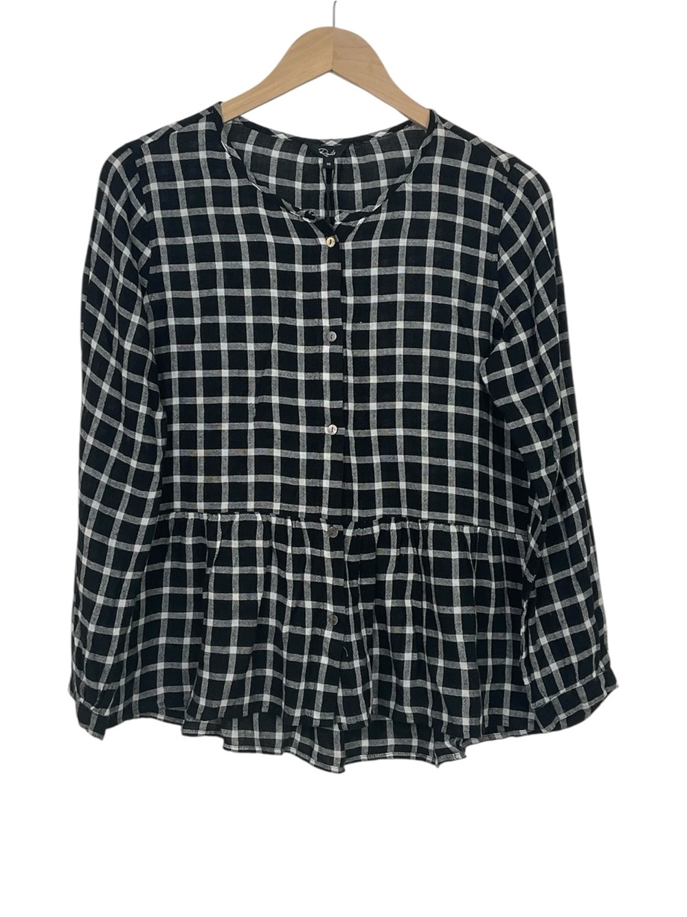 Rails Black and White Check Linen Shirt Celeste Size XS